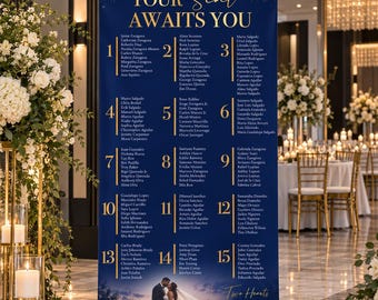 Seating Chart Retractable Banner Anniversary Banner Wedding Welcome Sign Wedding Guest Book Sign Backdrop with stand Custom Wedding Sign