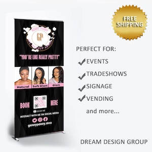 Pop up shop banner Custom Roll Up Banner Stand Trade show banner Business sign Retractable banner Social media logo banner