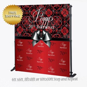 Red and Black Step and Repeat, Ribbon, Step and repeat backdrop, Elegant backdrop, Birthday Backdrop, 40th Birthday Backdrop, 50th Birthday