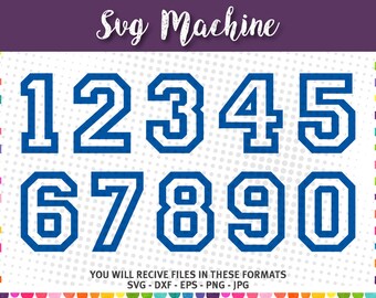 SVG sport numbers - Varsity Block Number – College Numbers Font File - dxf eps png jpg - files for Silhouette Cameo Cricut - Sporty Numbers