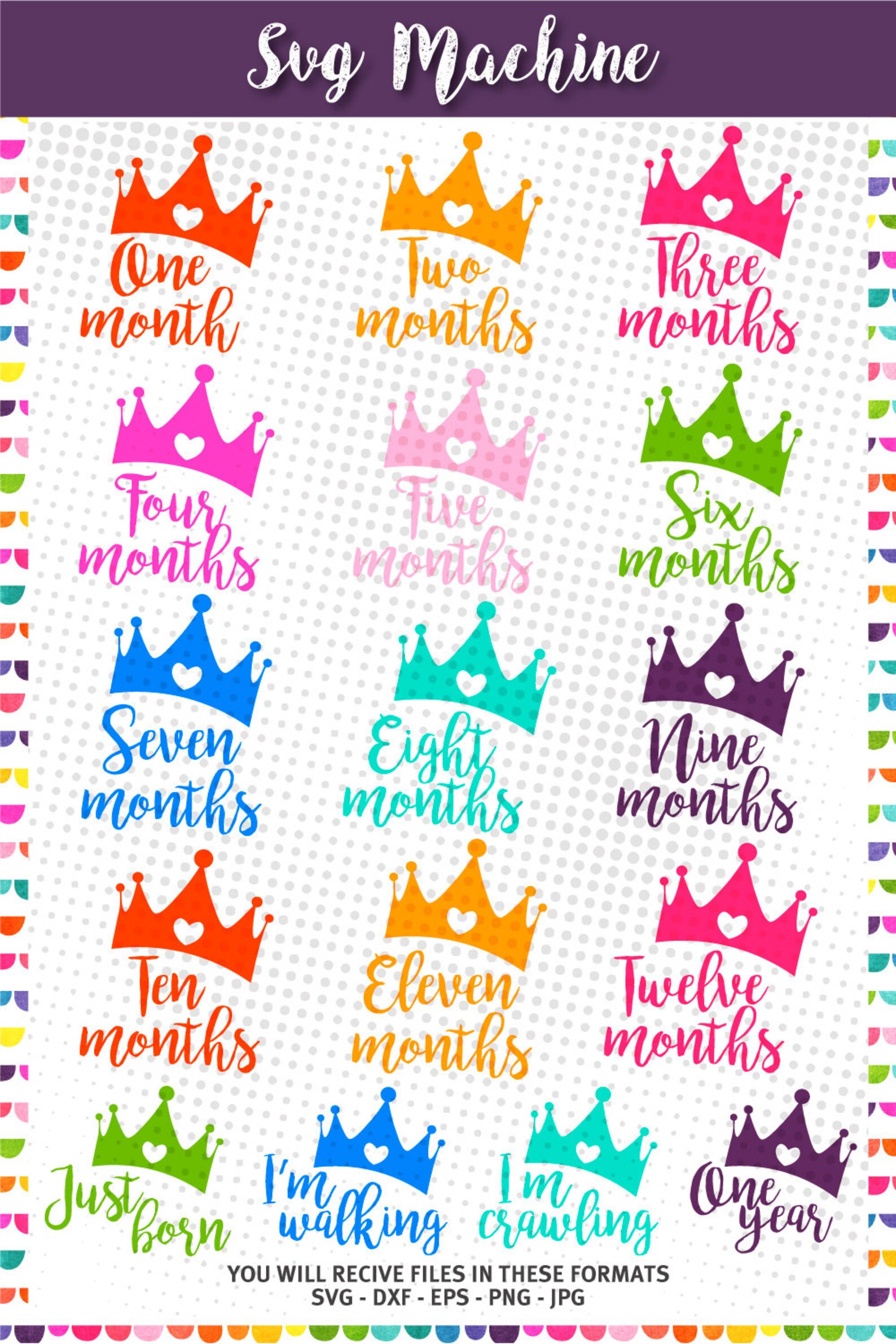 Download Baby Milestone svg svg Bundle Monthly svg | Etsy