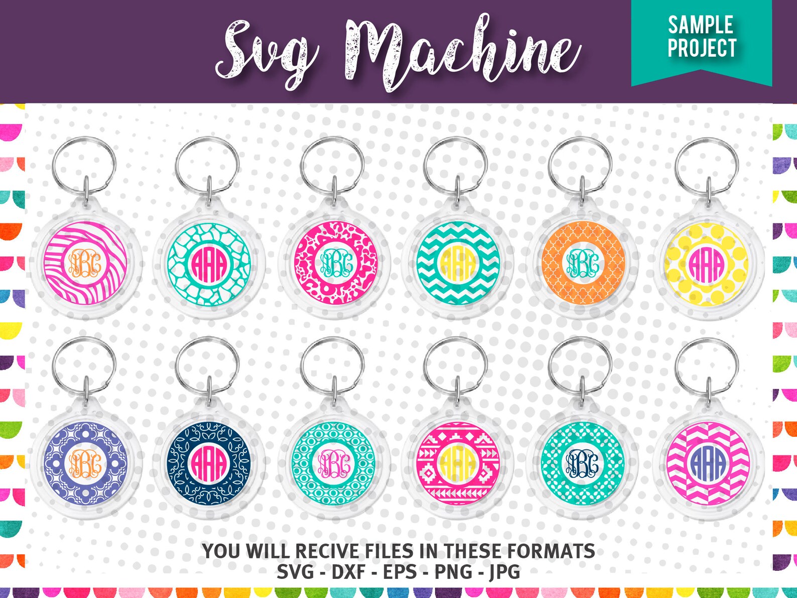 Keychain Svg Designs Circle Monogram Frame Svg | Etsy