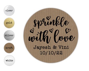 TOSS and CHEER wedding label stickers modern minimalist personalized round square white kraft paper wedding table confetti packets seals