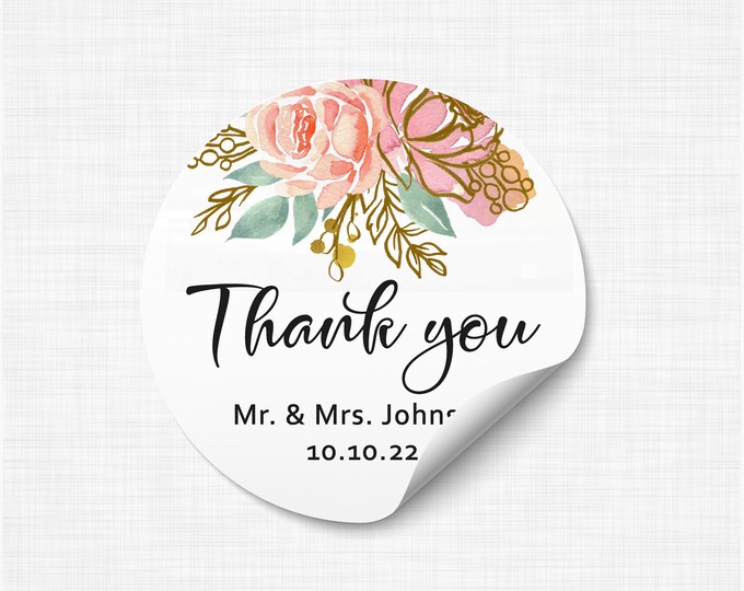 Batteraw Round Floral Thank You Gift Tags Seals Stickers Wedding Party Packaging Labels Labels /& Stickers