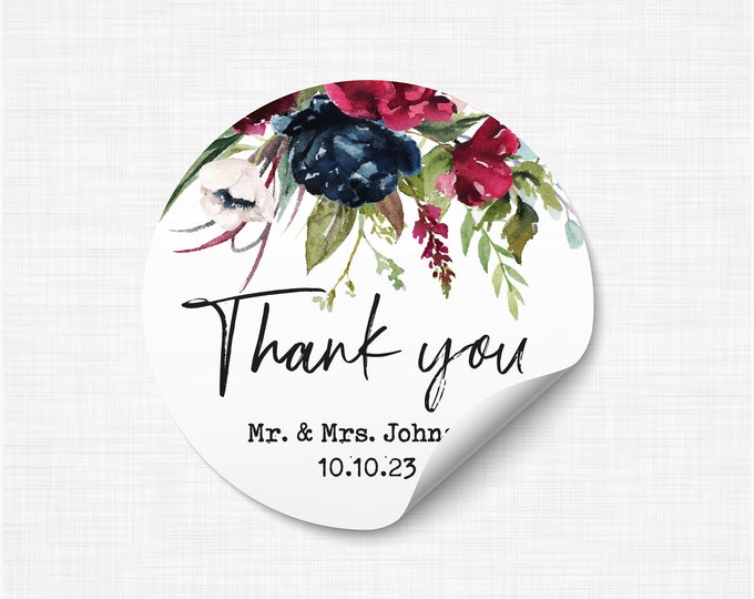 Batteraw Round Floral Thank You Gift Tags Seals Stickers Wedding Party Packaging Labels Labels /& Stickers
