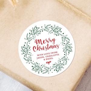 Pegatinas navideñas personalizadas, etiquetas navideñas para regalos, pegatinas para tarjetas navideñas, pegatinas navideñas para sobres.