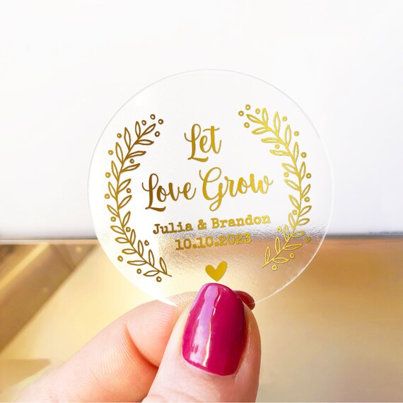 Let love grow personalised sticker labels 