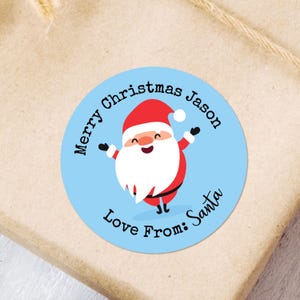 Personalized Custom Christmas Gift Tags Stickers - Round Santa Special Delivery Labels with Custom Name
