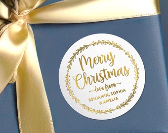 Foglio di adesivi natalizi personalizzati Adesivo con nome cerchio personalizzato adesivi per confezioni natalizie adesivi personalizzati adesivi regalo di Natale
