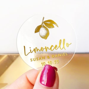 Customized Limoncello Wedding Thank You Stickers - Elegant Personalized Round Party Favors for Bottles - Customize Your Wedding Gift