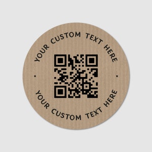 Custom QR code package brand name stickers sheet, Custom text stickers, Business stickers logo, Personalized shipping stickers labels Kraft - Black Text