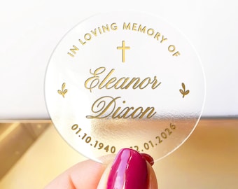 Funeral Thank You Envelope Stickers, Celebration Of Life Party Favour Stickers, Sympathy Gift Bag Sticker Labels