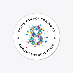 Personalised party favors thank you stickers, Happy Birthday party bag stickers personalised, Round stickers custom stickers for favors