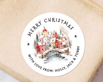 Pegatinas redondas de Feliz Navidad para envolver regalos, pegatinas festivas para envolver regalos de Navidad, pegatinas navideñas para papel de regalo