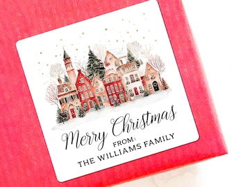 Custom Christmas Packaging Labels With Name, Personalised Christmas Favour Bag Labels, Seasonal Personalised Christmas Sticker Set