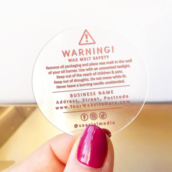 Wax Melt Warning Label,wax Melt BURN WARNING Stickers,warning Stickers,safety  Labels,burn Instructions,candle Supplies,this Candle Burns 