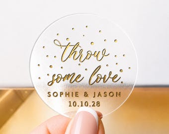 Wedding confetti clear stickers labels, Wedding favor tags, Wedding stickers for favors, Wedding favor stickers label