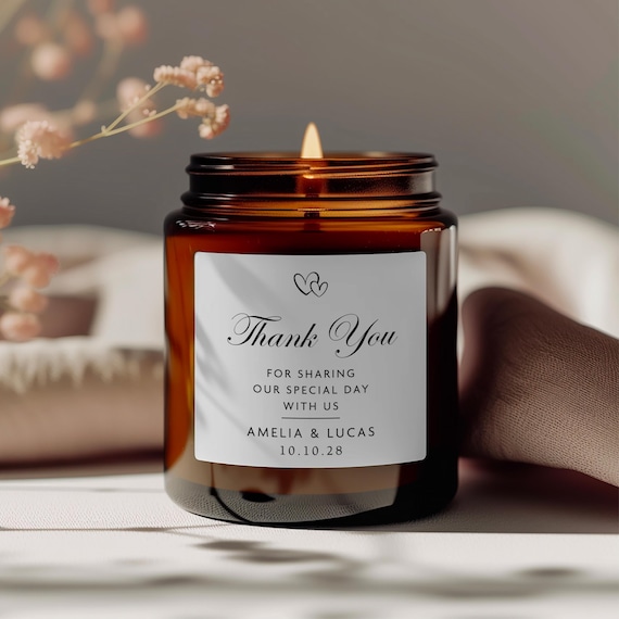Personalised Thank You Candle Labels, Custom Candle Stickers, Wedding Favour Labels, Business Logo Candle Labels, Candle Jar Stickers