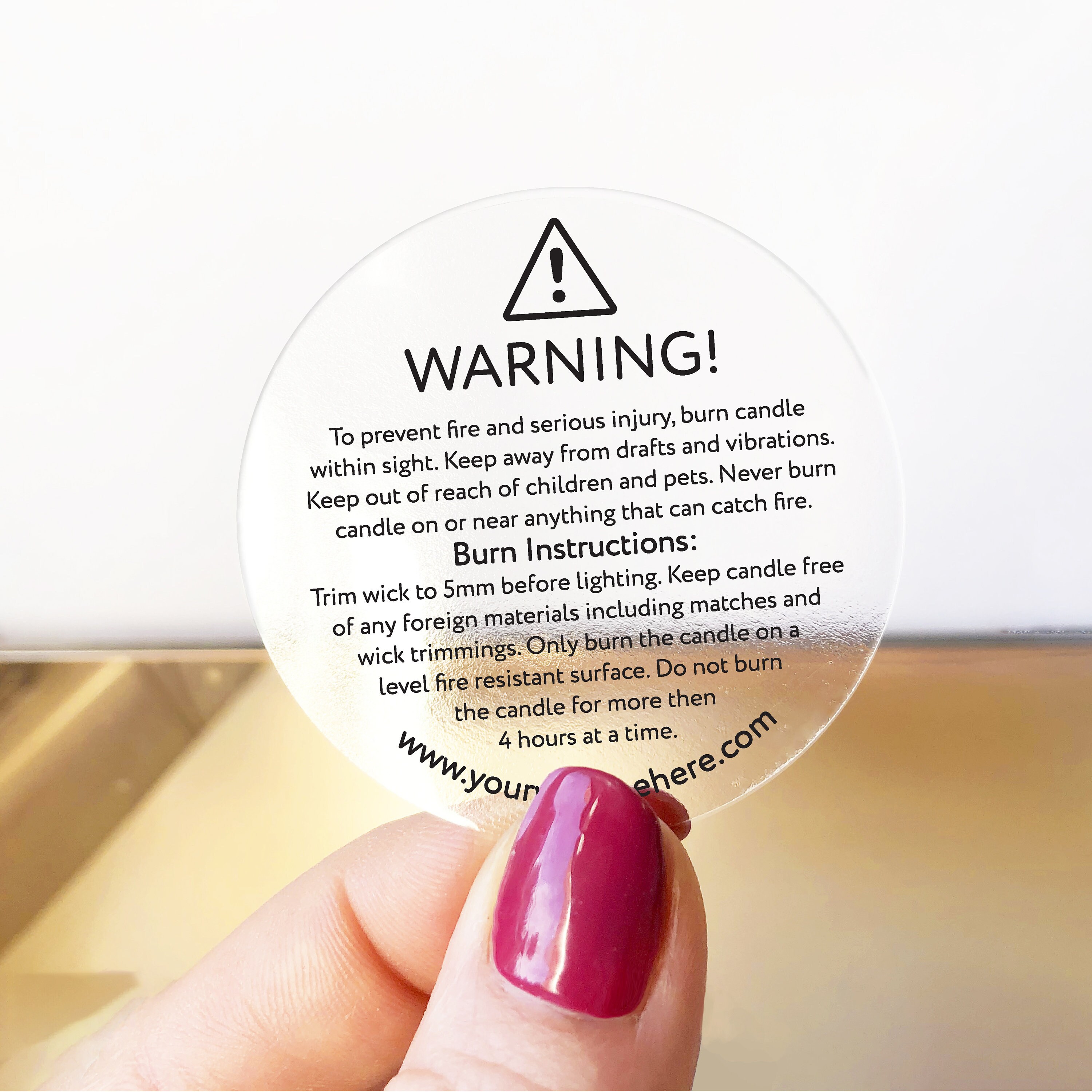 Custom candle warning safety labels stickers, Candle making safety label, Round warning stickers, Business candle warning label
