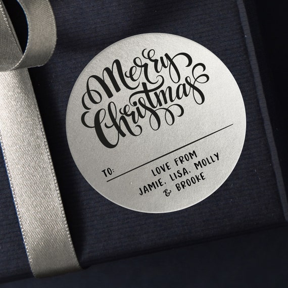 64mm circle Christmas Labels Personalised with Name 64mm circle Christmas Labels Personalised with Name