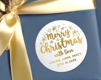 Etichette natalizie adesive e etichette regalo adesivi rotondi con nome personalizzato Adesivi di buon Natale adesivi personalizzati con nome festivo personalizzati
