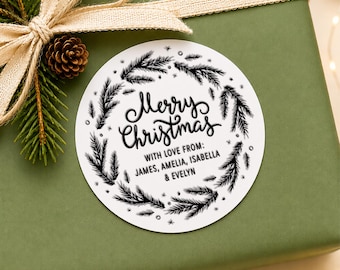 Personalised Christmas Stickers, Festive Envelope Seals, Custom Gift Labels, Xmas Stickers for Cards & Presents