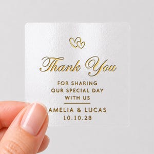 Personalised Thank You Candle Labels, Custom Candle Stickers, Printed Candle Jar Labels, Thank You Gift Labels, Small Business Labels Clear/Gold Foil