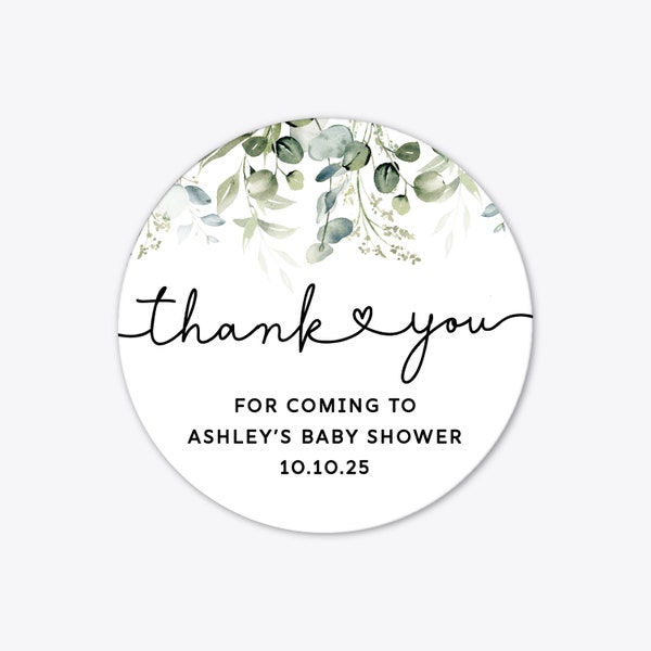Personalized Thank You Stickers - Ideal Greenery Baby Shower Favors