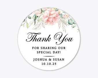 Custom wedding thank you 2 inch circle favors stickers labels, Thank you stickers personalized, Welcome bag stickers wedding