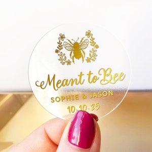 Custom wedding favors meant to bee stickers labels sheet, Custom honey labels, Bee sticker labels for jars