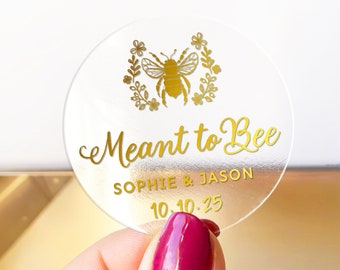 Custom wedding favors meant to bee stickers labels sheet, Custom honey labels, Bee sticker labels for jars