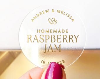 Raspberry Jam Wedding Favours Personalised Labels, Mini Raspberry Jam Jar Sticker Labels, Jam Jar Labels Bridal Shower Favours