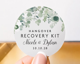 Personalised Hangover Recovery Kit Stickers, Wedding Hangover Kit Labels, Bachelorette Bag Stickers, Favour Seals