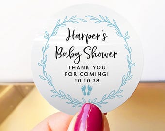Babyparty Danke Aufkleber, Runde Aufkleber mit benutzerdefinierten Namen für Babyparty-Umschläge, Babyparty Aufkleber für Gefälligkeiten