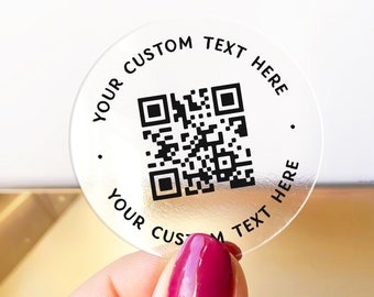 Paquete de código QR personalizado hoja de pegatinas de nombre de marca, pegatinas de texto personalizado, logotipo de pegatinas de negocios, etiquetas de pegatinas de envío personalizadas