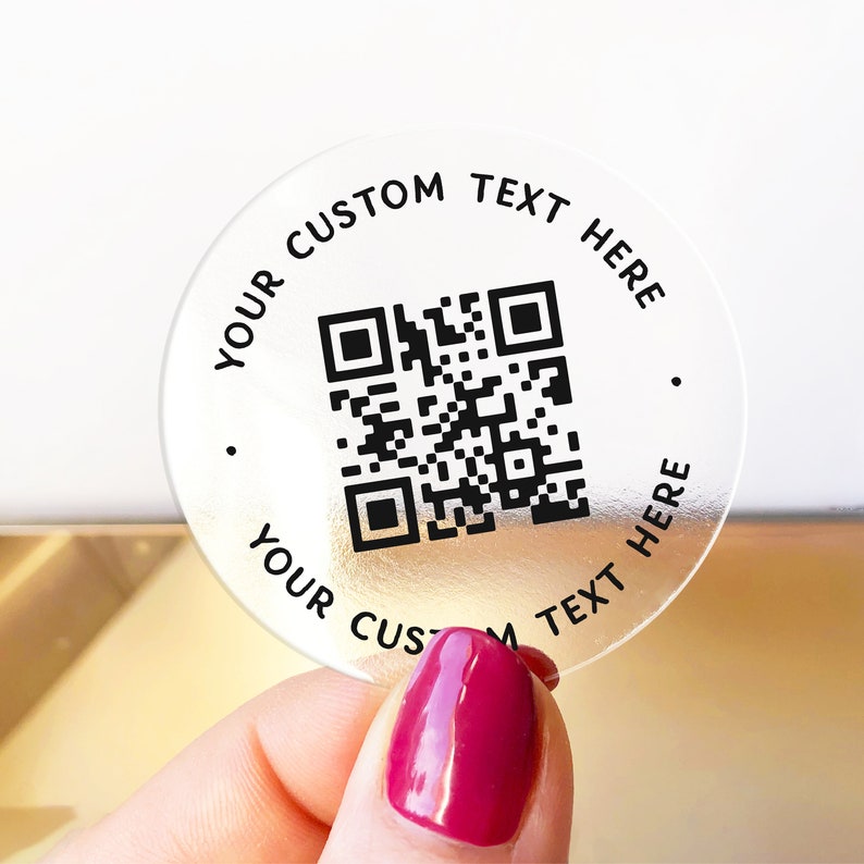 Custom QR code package brand name stickers sheet, Custom text stickers, Business stickers logo, Personalized shipping stickers labels Clear - Black Text