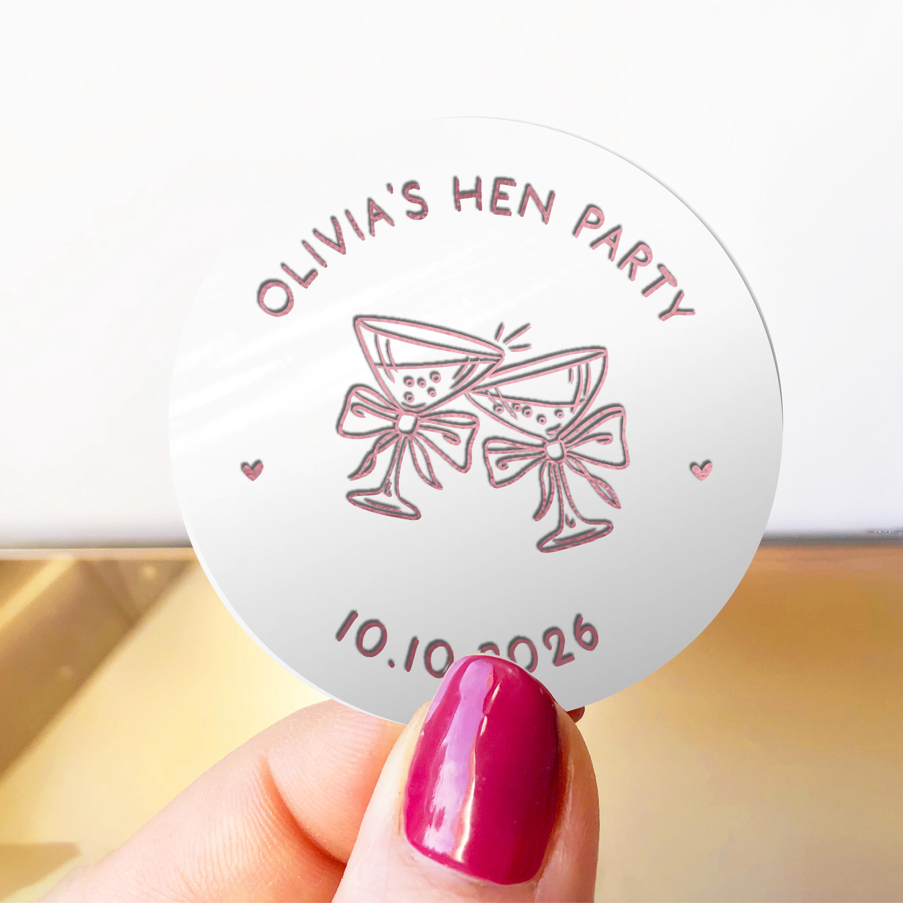 Modern Hen Party Stickers, Pink Hen Party Stickers, Bachelorette Favor ...