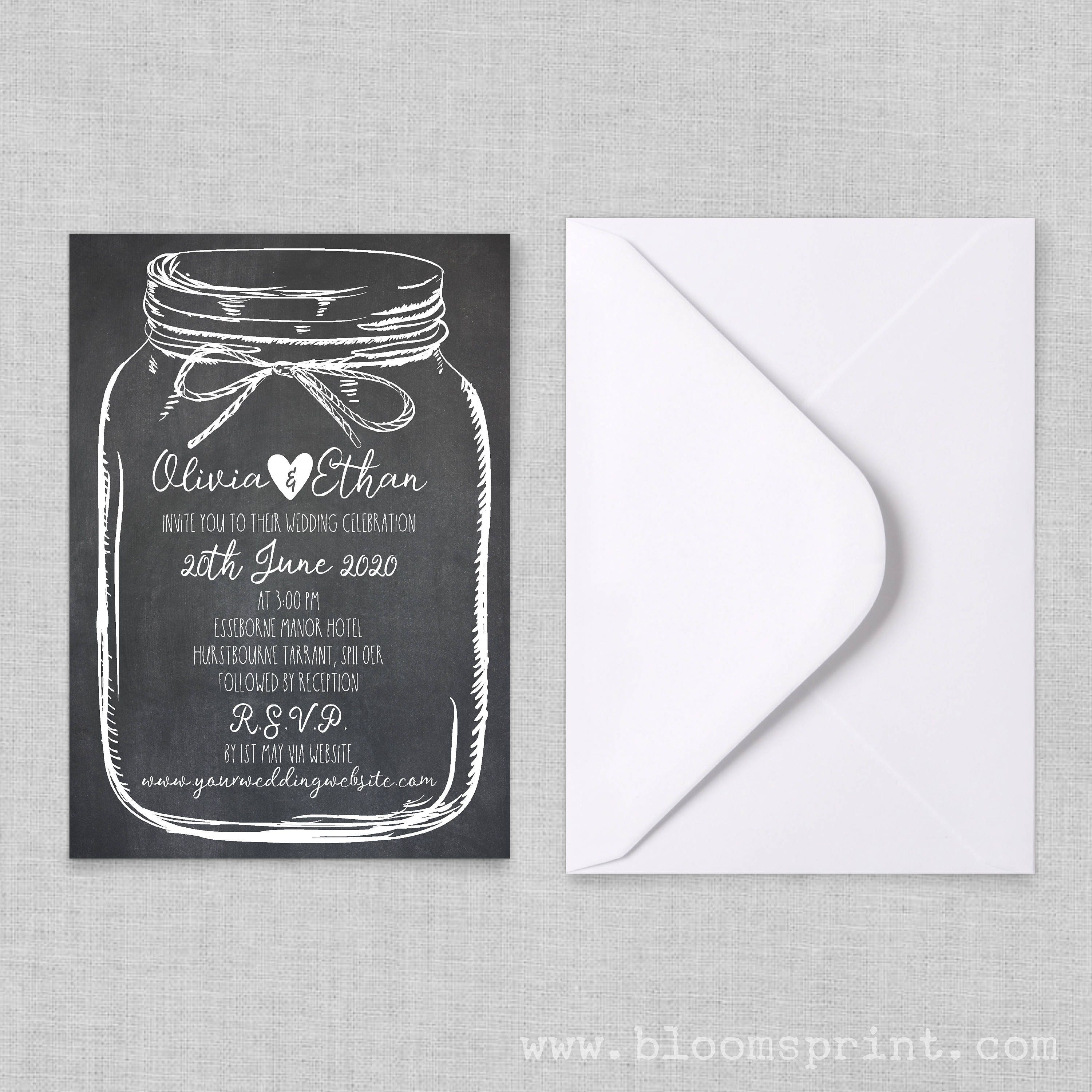 rustic mason jar wedding invitations country wedding invitation