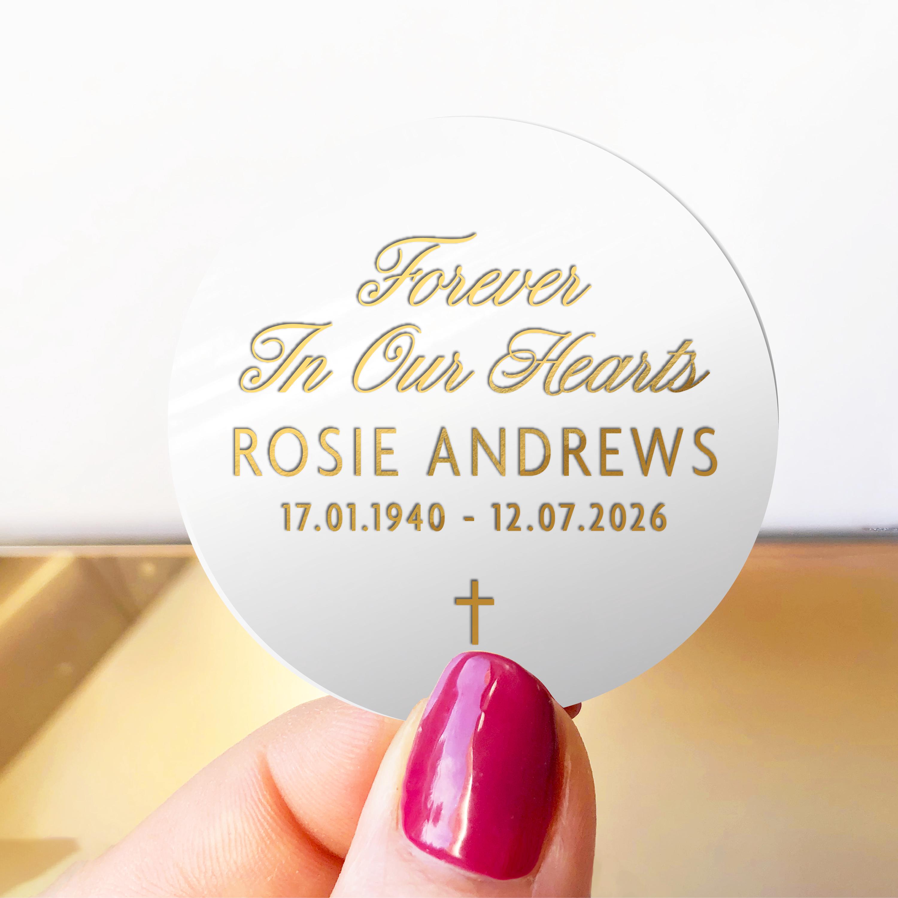 White and Gold Memorial Sticker Labels, Funeral Favour Stickers for ...