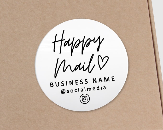 Happy mail custom business brand logo clear stickers labels, Clear Business Logo Labels, Personalized business logo stickers