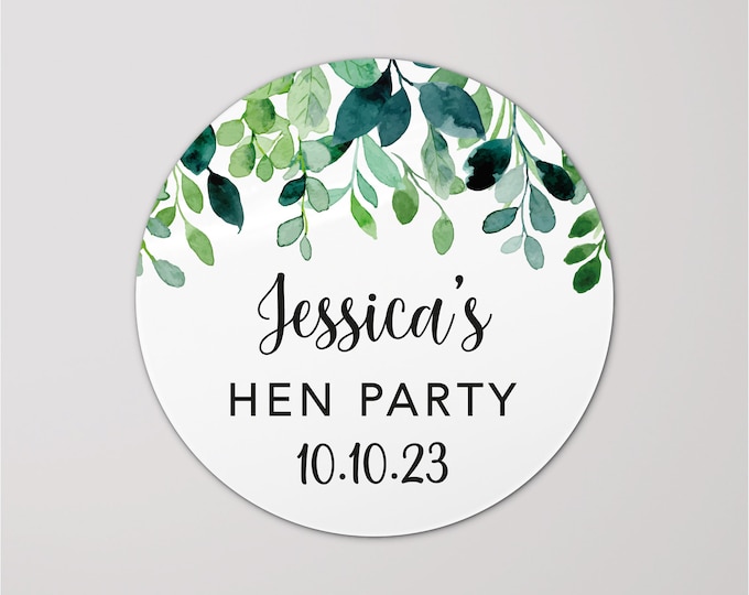 Hen do bridal party decor favors circle stickers labels, Hen party stickers, Hen do stickers, Personalized stickers bridal shower