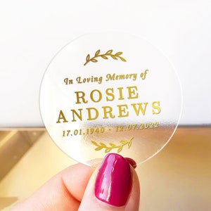 In Loving Memory of forget me not memorial gift stickers sheet, Personalized forget me not funeral round gift stickers labels