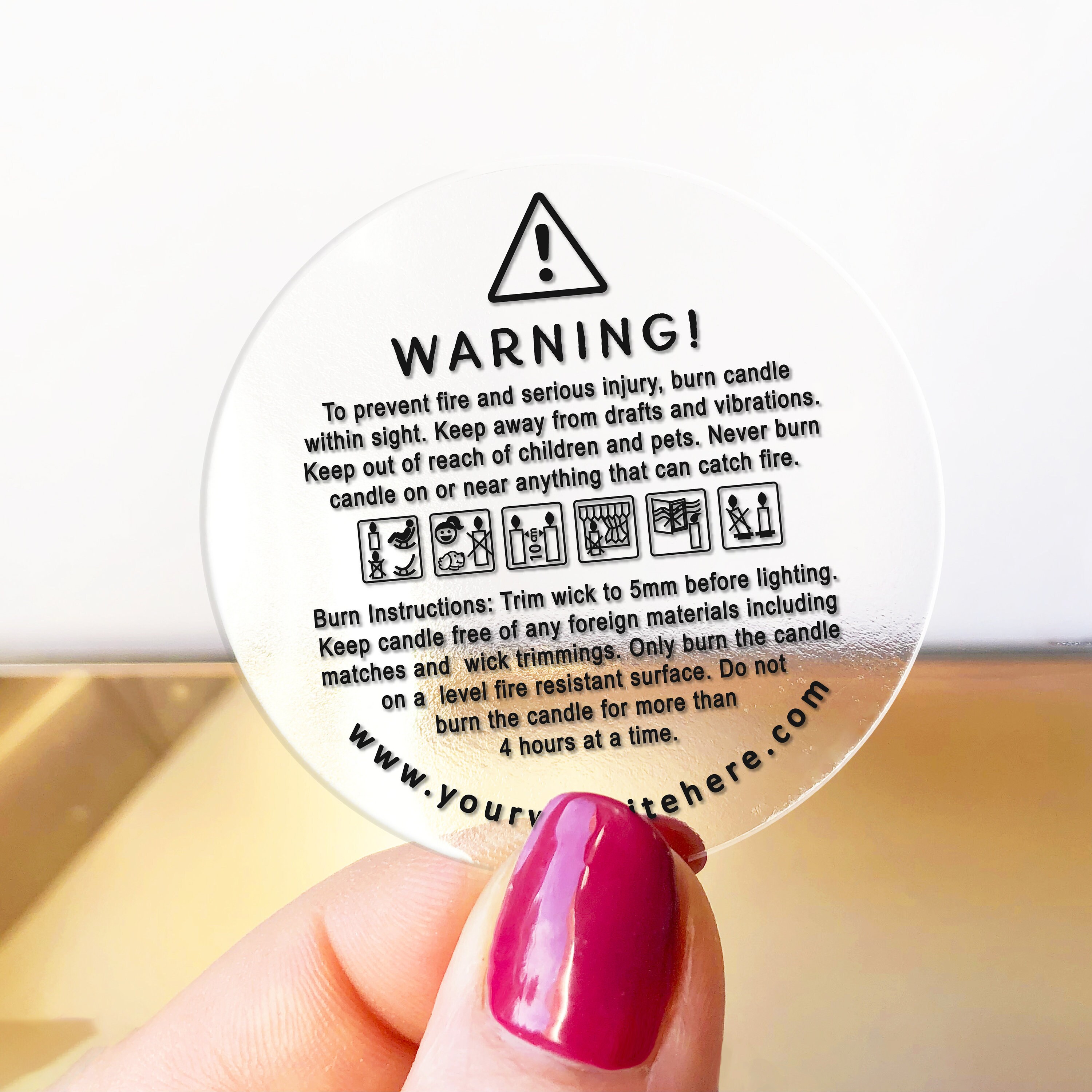 Custom Candle Warning Stickers – Round Safety Labels - Etsy