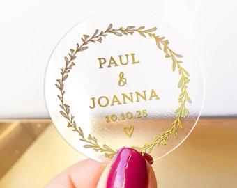 Wedding thank you gold foil clear favors stickers labels, Transparent stickers custom, Wedding favors stickers, Wedding favor labels