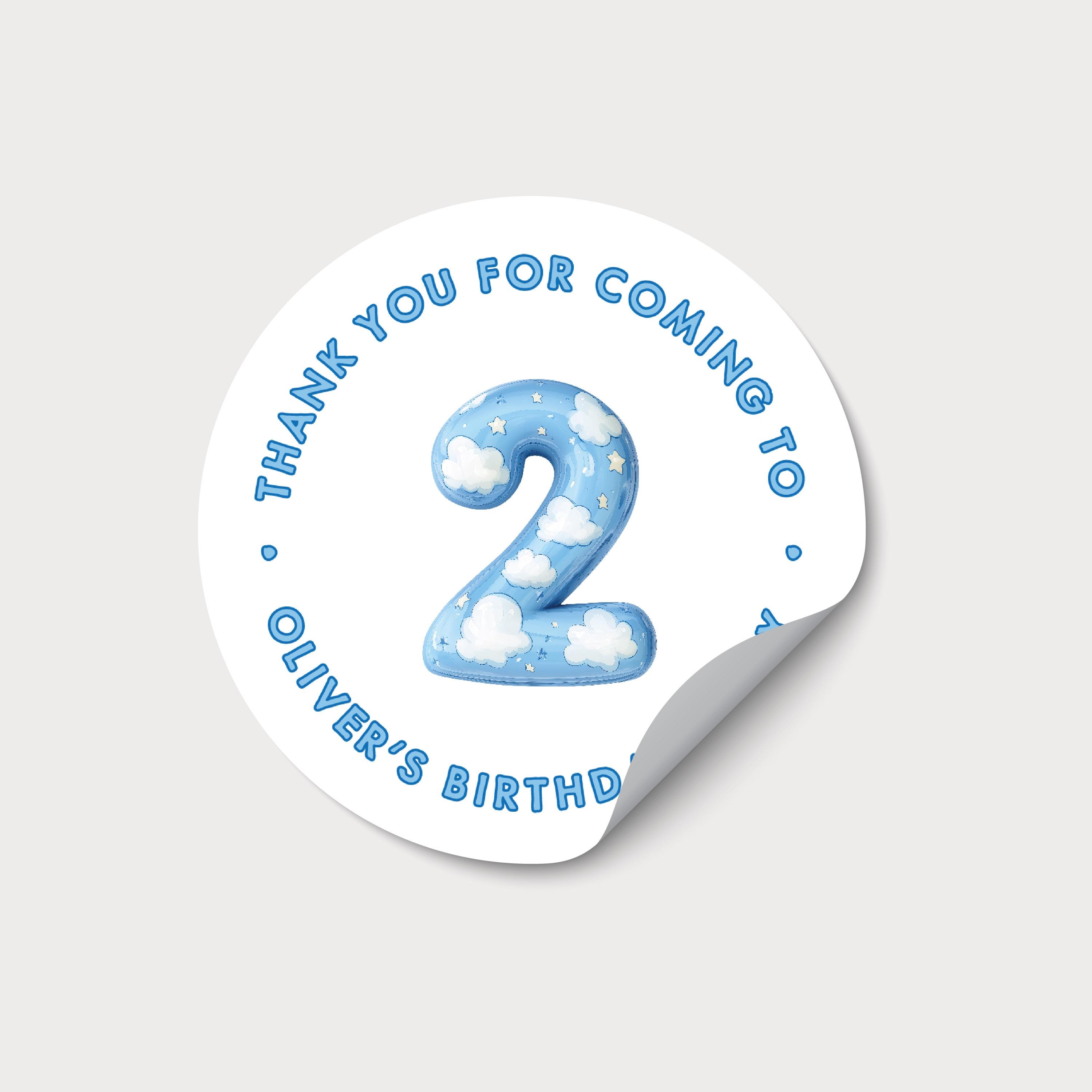 Personalized Blue Birthday Stickers for Boys, Party Thank You Stickers ...