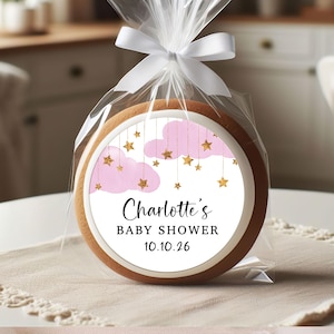 Girl Baby Shower Stickers Printed, Round Baby Shower Stickers For Party Favors, Baby Shower Jam Jar Label Stickers, Favour Bag Stickers