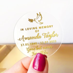 In Loving Memory of forget me not memorial gift stickers sheet, Personalized forget me not funeral round gift stickers labels