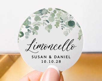 Labels limoncello bruiloft gunst, gepersonaliseerde stickers limoncello fles, aangepaste citroen bruiloft stickers, Italiaanse gunsten