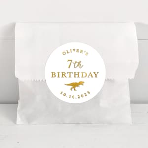 Dinosaur Birthday Sticker Labels, Birthday Labels For Favors, Personalised Birthday Tag Sticker Sheet, Kids Birthday Sticker Sheet With Name