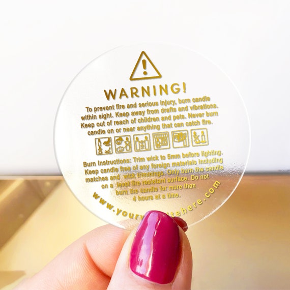 Custom Candle Warning Safety Labels Stickers, Candle Making Safety Label,  Round Warning Stickers, Business Candle Warning Label 